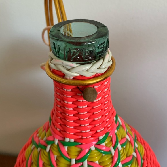 3 Vintage Viresa Plastic Woven Wicker Bottles 🌻 - Picture 3 of 10